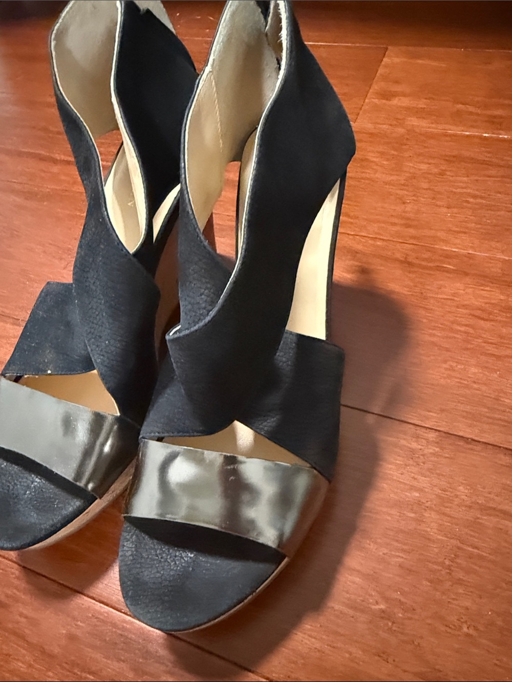 Cole Haan Black Heels with Metallic Silver Accent